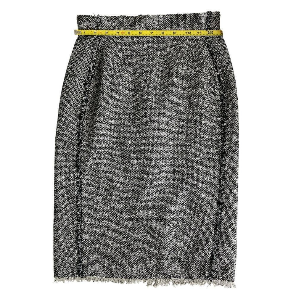 REBECCA‎ TAYLOR SKIRT A LINE PENCIL GRAY/BLACK SZ 0 TRIM HEM FRINGE AESTHETIC - Picture 4 of 13